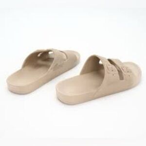 Freedom Moses sandals 2 strap slides slip on tan size 10-10.5